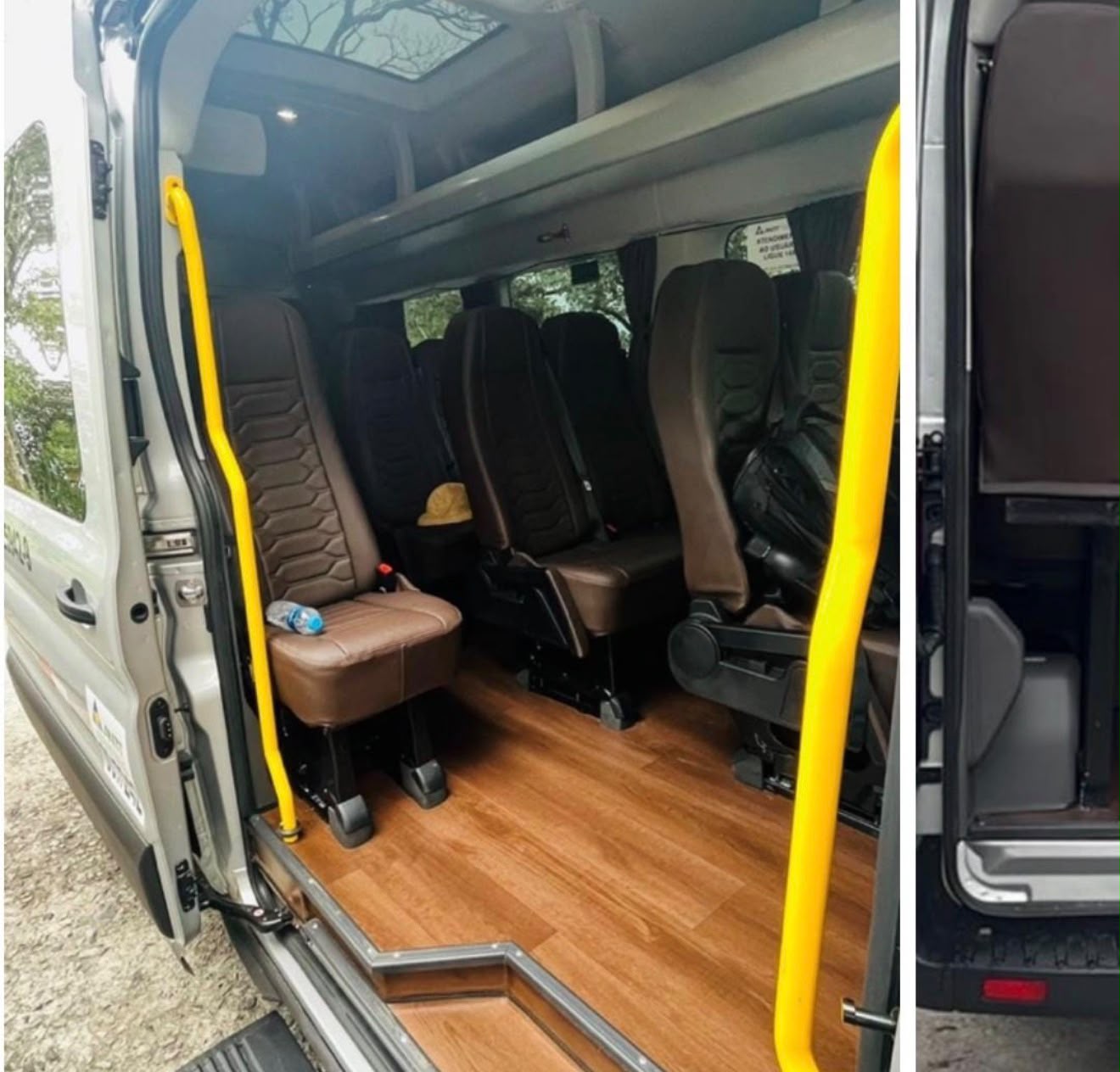 Interior do transporte executivo CYA com poltronas confortáveis